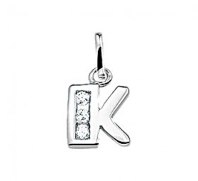 Buchstaben als Kettenanhänger K aus 925 Sterling Silber rhodiniert
