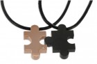 Partnerschaftsanhänger Puzzle mit Lederkette Edelstahl, PVD schwarz/rosé. Puzzle Partnerschaftsanhänger Puzzle mit Lederkette Edelstahl, PVD schwarz/rosé. Puzzle