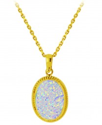 Damen Goldanhänger mit Kette Opalit aus 585 Gold