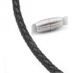 Boccia Ledercollier schwarz geflochten 0843-0150