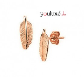 Ohrstecker Ohrring Schmuck Traumfänger Feder echt 925 Silber Rosegold plattiert