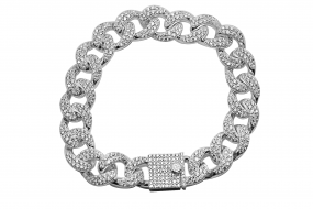 Herren Panzerarmband mit Zirkonia 23 cm 925 Silber