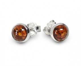 Bernstein Cabochon Ohrstecker 925 Silber