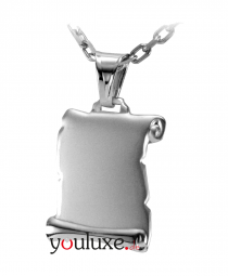 Gravurplatte Buchrolle aus 925 Sterling Silber rhodiniert, poliert, Gravurplatte Schriftrolle