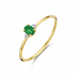 Damenring mit Diamant und Smaragd 585 Gold
