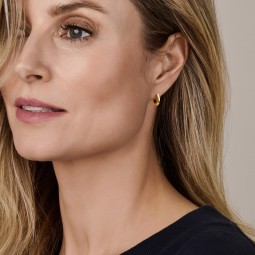 Gold Damen Klapp-Creolen 925 Silber Goldgelb