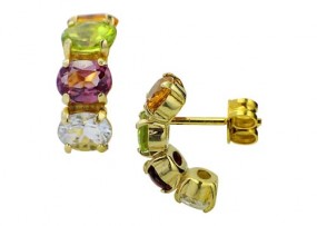 Damen Gold Ohrstecker 585 Gelbgold mit Top 4 Edelsteine besetzt