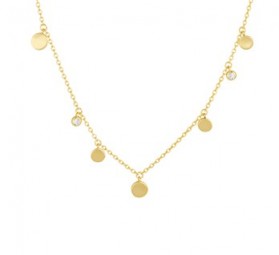 Damen KETTE MINI COINS GOLD KETTE aus 925 Sterlingsilber mit Zirkonia