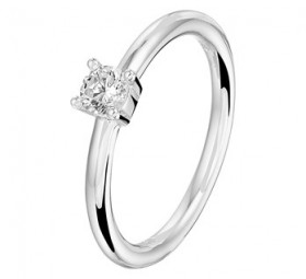 Verlobungsring / Solitärring Sterling Silber rhodiniert Zirkonia weiß