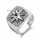 Herren Siegelring Stern 925 Sterling Silber rhodiniert