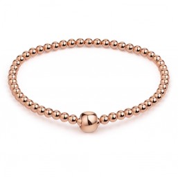 Damen Kugelarmband Ø 3mm elastisch 16cm Silber 925/000 rosé vergoldet
