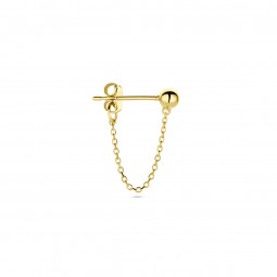 Damen Doppelloch Kettenohrringe, Doppelte Ohrstecker 585 Gold