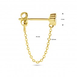 Doppelloch Kettenohrringe, Doppelte Damen Ohrstecker 585 Gold