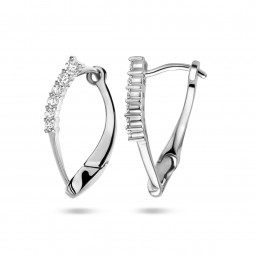 Damen Oval Creolen mit Zirkonia 925 Sterlingsilber rhodiniert