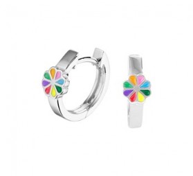 Creolen Kinder Creolen Blume 925 Sterling Silber Emaille