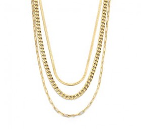 Mehrreihige Kette 925 Silber vergoldet für Frauen Mädchen,3 Reihig