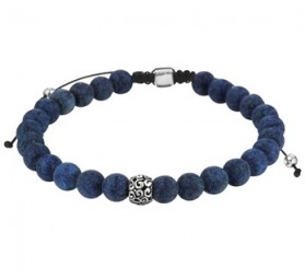 Perlen Armband Lapislazuli VERSTELLBARE Armband , unisex, 6,5 mm, blau