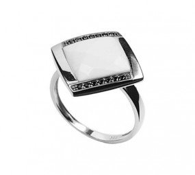 Damenring weiß Onyx Weißgold mit Zirkonia