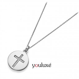 Runder Kettenanhänger Kreuz 925 Silber