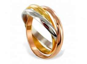 3er RING TRICOLOR Edelstahlring Gold
