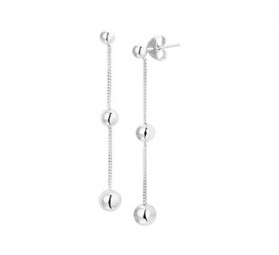 Ohrhänger lang Ohrringe mit Kügelchen 925 Silber rhodiniert