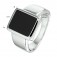 Herrenring mit schwarzem Onyx 925 925 Silber rhodiniert