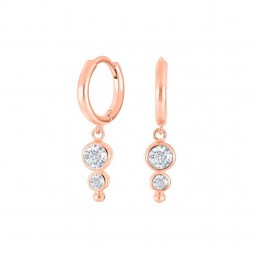 Damen Lange Ohrringe Offen Kreis in Rosegold