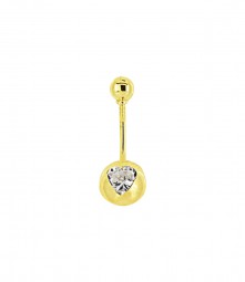 Echt Gold 585 Bauchnabelpiercing Gold mit Herz aus Zirkonia Stein