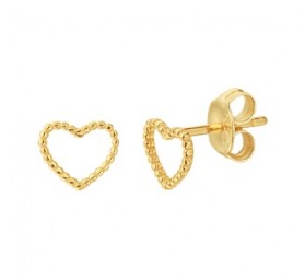 Damen Ohrstecker Herz 925 Silber Gelbgold vergoldet