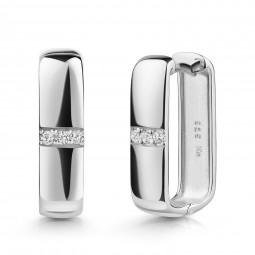 Klappcreolen 6 Zirkonia Silber 925/000 rhodiniert