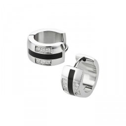 Damen Scharnier-Creolen Edelstahl Epoxy schwarz