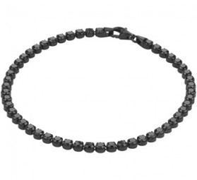 Tennis Armband Für Damen Zirkonia Schwarz Sterlingsilber 925 rhodiniert