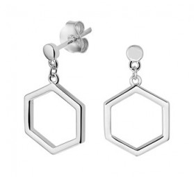 Damen Sechseck Geometrische ohrringe ohrstecker Lang 925 Silber rhodiniert