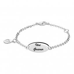 ID-Armband Gravurplatte mit Anhänger Babyfüße Ankerrkette Taufe Silber 925