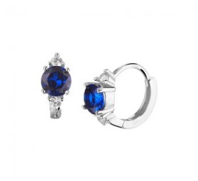 Creolen Klapp-Creolen mit synth. saffier, 925 Sterling Silber rhodiniert, Ohrringe