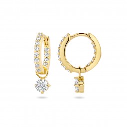 Creolen mit Anhänger 925 Sterlingsilber Gold Plattiert