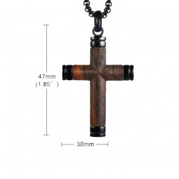 Herren kreuz Anhänger aus 316 Edelstahl-Wusu-Holz
