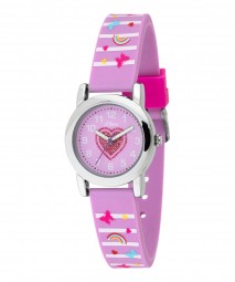 SO-3725-PQ s.Oliver Kinder Armbanduhr Mädchen-Uhr mit Herz-Muster