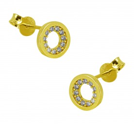 Ohrstecker "Ring" echt Gold 585 mit zirkonia 8mm