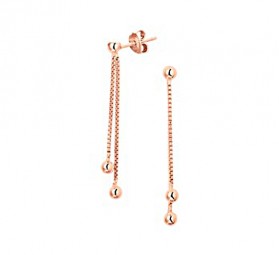 Ohrringe Hänger Geo Kugel 925er Silber, Rosegold