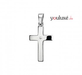 Anhänger Kreuz aus 925 Echt Silber glänzend zur Kommunion, Konfirmation oder Taufe