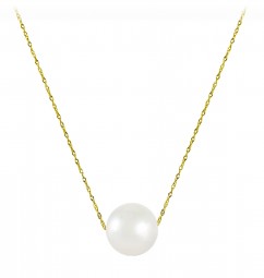 Collier Perlenkette 585 Gold Gelbgold mit Süßwasser Perle 45 cm