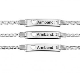 Identitätsarmband, 925 Silber, ID Armband mit Herz