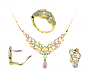 Damen Hochzeit Schmuck Set 585 Gold