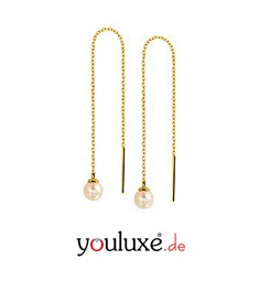 Ohrhänger Ohrringe Durchzieher - Ohrhänger lang 585 Gold mit Zuchtperle