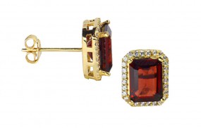 Ohrstecker Granat Gold 585 mit Zirkonia