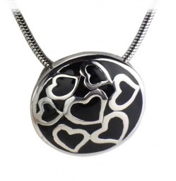 Damen Herz Anhänger Schwarz 925 Silber Herz Motiv