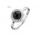 Damen Ring Onyx Edelstein 925 Silber schwarz rund rhodiniert