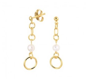 Damen Ohrstecker Gelbgold Ohrstecker mit Süßwasser Zuchtperle