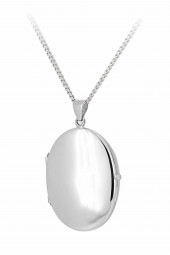 Medaillon / Amulett - Anhänger Oval zum öffnen - echt 585 Weißgold